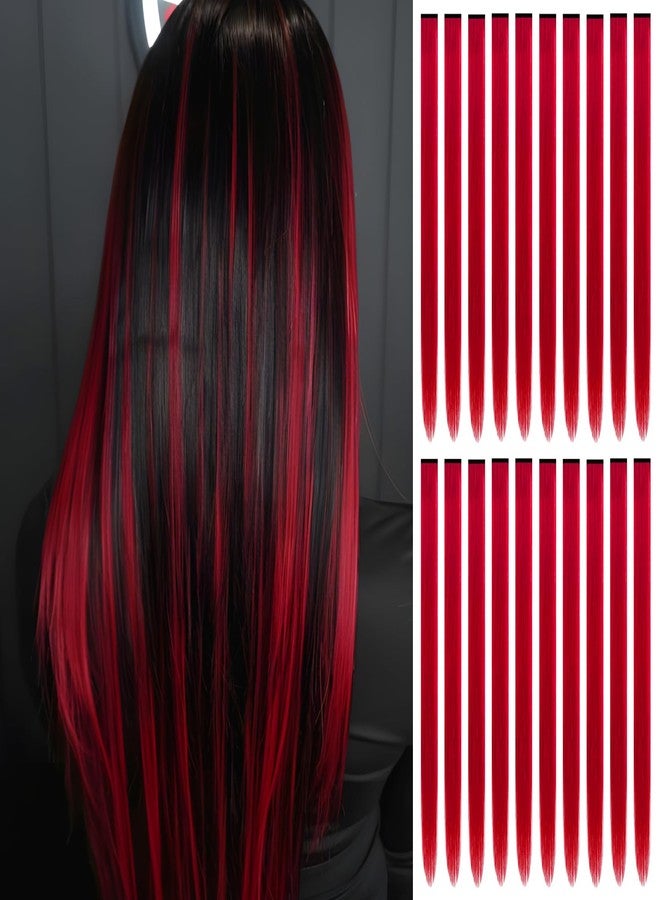 FAYDERS 20 PCS Red Hair Extensions Clip in - 22 Inch Colored Hair for Women Girls - Perfect for Parties, Cosplay, Halloween - Image 1